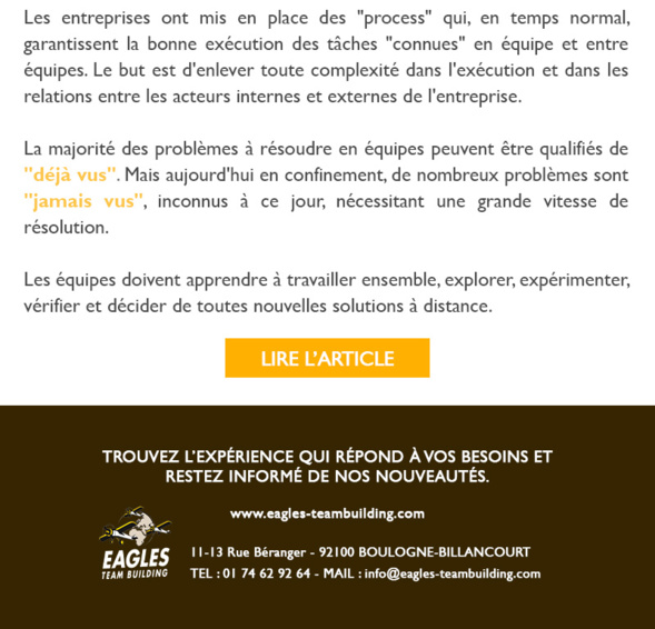 Equipes et Coronavirus - Comment passer du "Déjà Vu" au "Jamais Vu"?