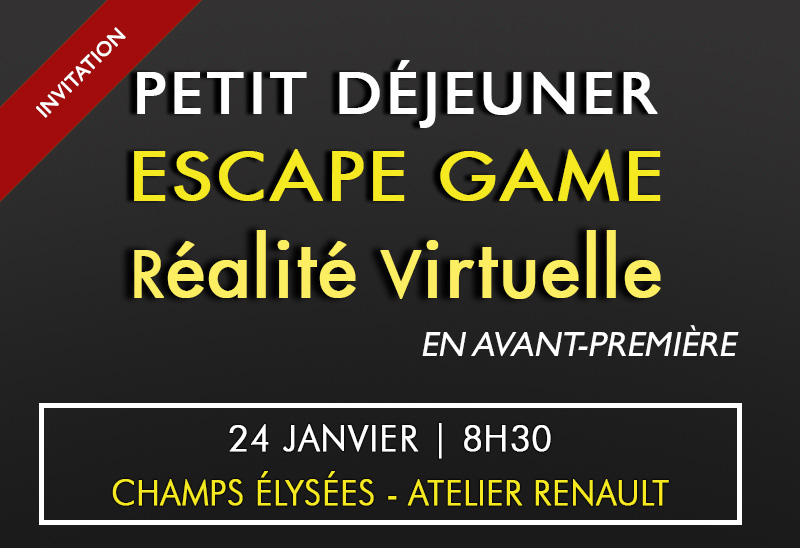 Invitation - Testez notre Escape Game Réalité Virtuelle en équipe : 24 Janvier