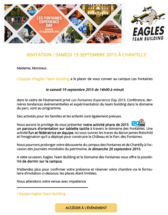 Invitation : Samedi 19 Septembre 2015 à Chantilly